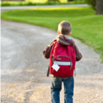 Backpack on to school