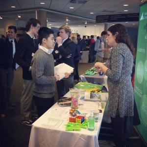 Student speaking with employer at Job Fair