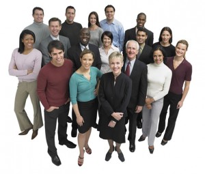 Group of professionals standing in a cluster