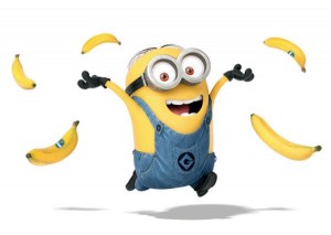 Minion throwing bananas in celebration