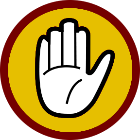 Sign with hand making caution signal