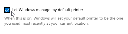 Let Windows Manage Default Printer