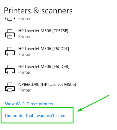 "The printer I want isn't listed."