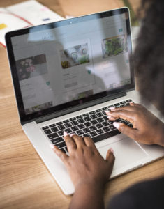 Woman working on a laptop