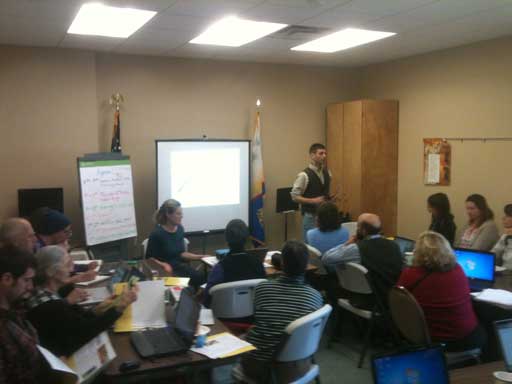 Hans Estrin gets the class oriented for the day.