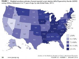 ADHD prevalence by state