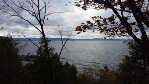 View of Lake Champlain from rock ledge at my place.