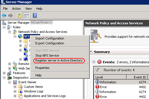 Network Policy Service error – eventid 4402