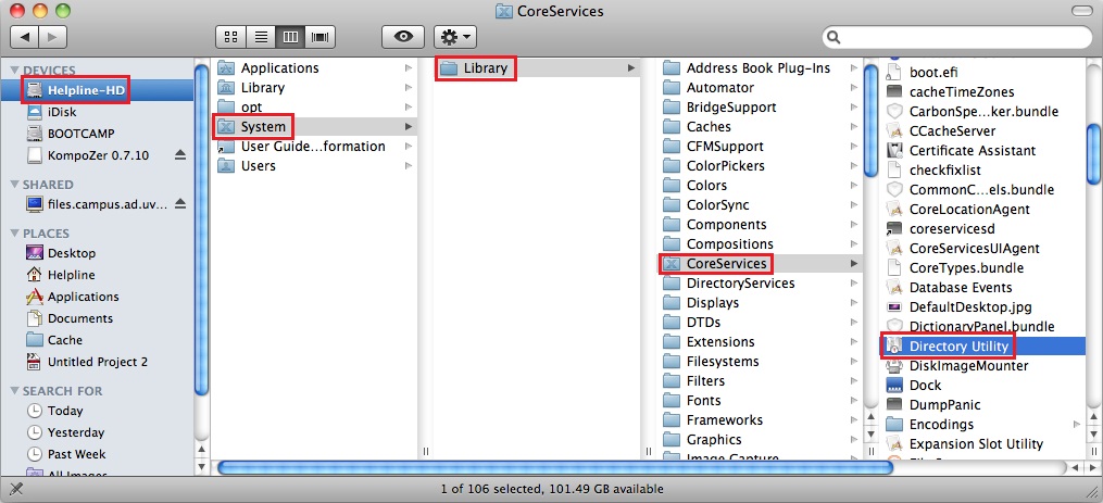 Open Directory Utility