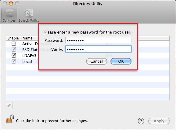 Enter a new root user password