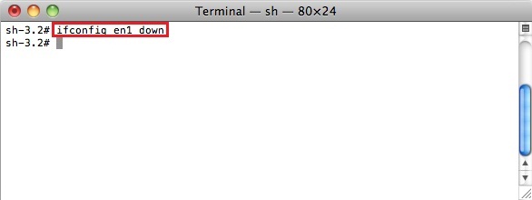 Refresh connection: ifconfig down