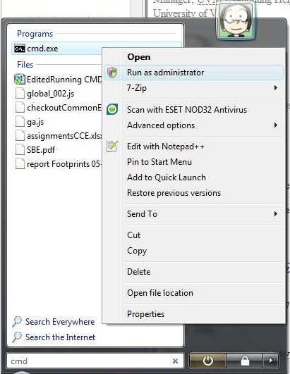 Run command prompt as administrator