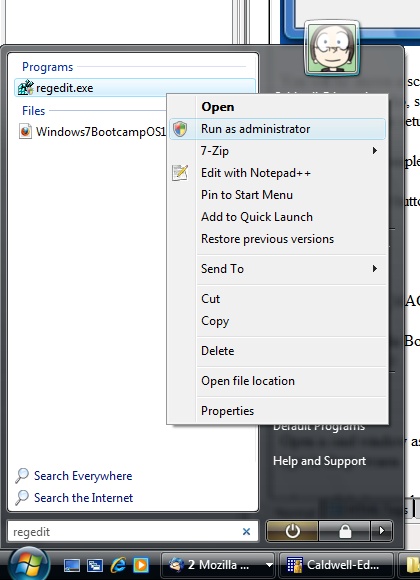 Getting to regedit