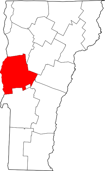 Addison County, VT highlighted in red