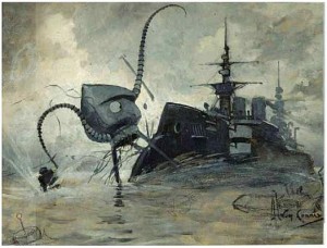 A Henrique Alvim Corrêa illustration from a 1906 edition of H.G. Wells'_War of the Worlds_.