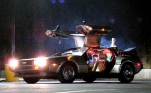 The delorean time machine, from the Back to the Future Movie Franchise.