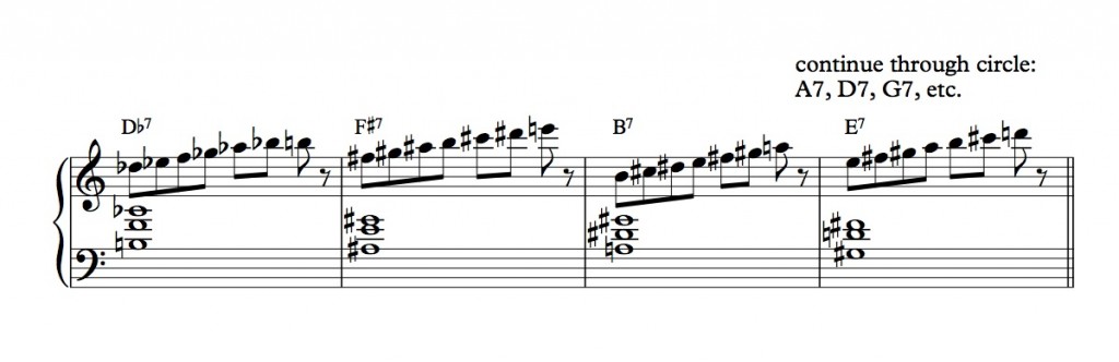 7th scales through circle, one bar pattern - Full Score