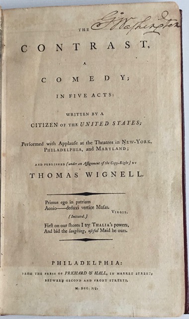 Title page of the contrast signed by G. Washington