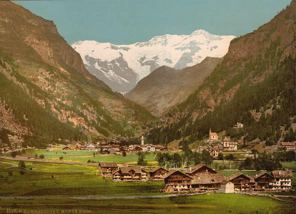 Monte Rosa and neighboring Alpine mountains.