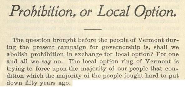 Section of text from pamphlet titled "Prohibition, or Local Option."