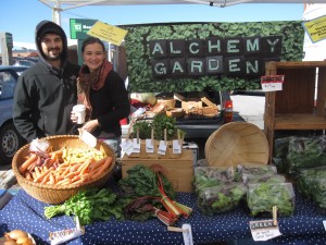 Photo of Journey Farmer Program participants from 2011, Lindsay Arbuckle and Scott Courcell, who run Alchemy Gardens in Shrewsbury, VT.