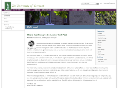 New Blog Theme: UVM Web 2008