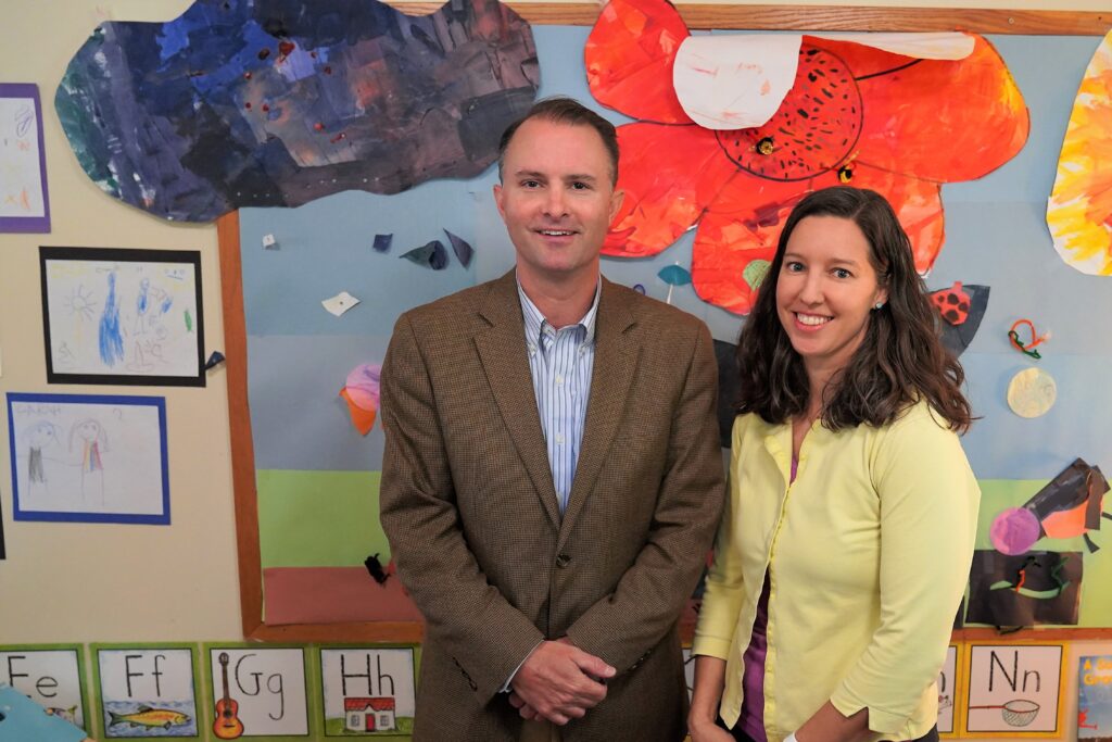 Attorney General T.J. Donovan with Samara Mays at the Montpelier Children's House