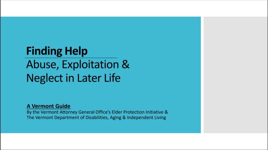 Finding Help: Abuse, Exploitation & Neglect in Later Life - link to guide