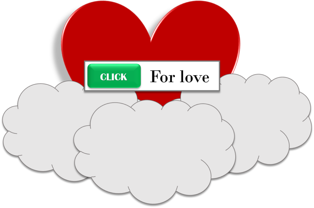 Says "Click for Love" with Heart and Clouds