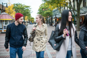 UVM students walking on Church Street, Burlington, VT