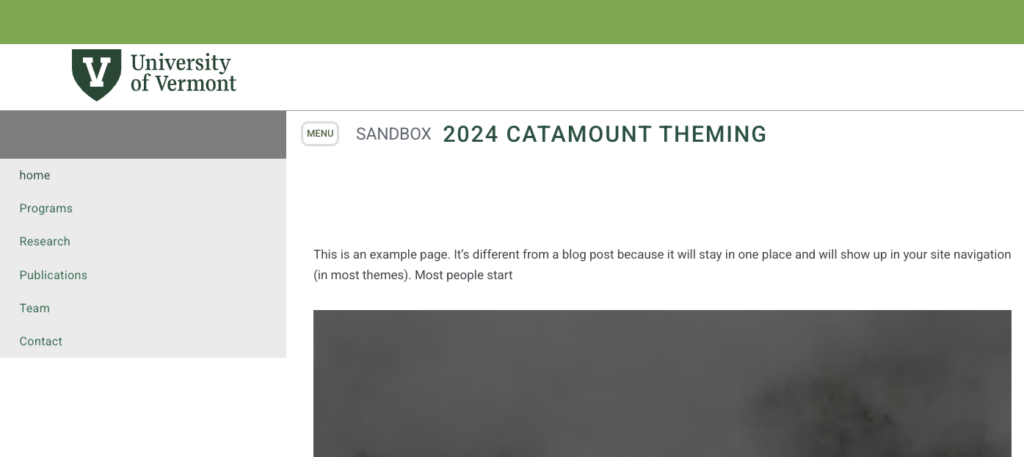 Classic menu navigation in the 2019 WordPress theme.