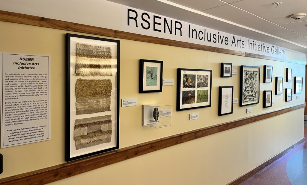 A wide-angle photo of the art gallery in the Aiken Center.