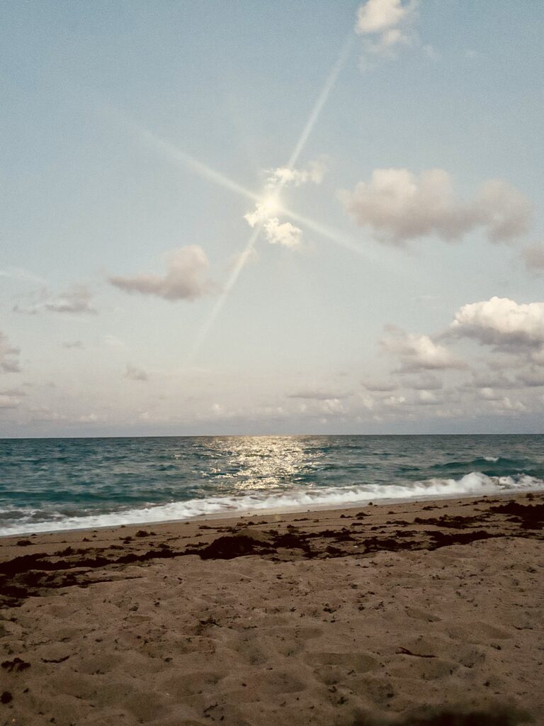 This is the beach when the moon is completely out. It seems as though it can be the sun in the picture but I increased the exposure of the picture to show how pretty it is during a 