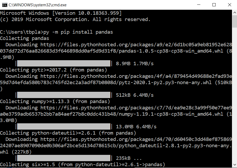 pip install pandas